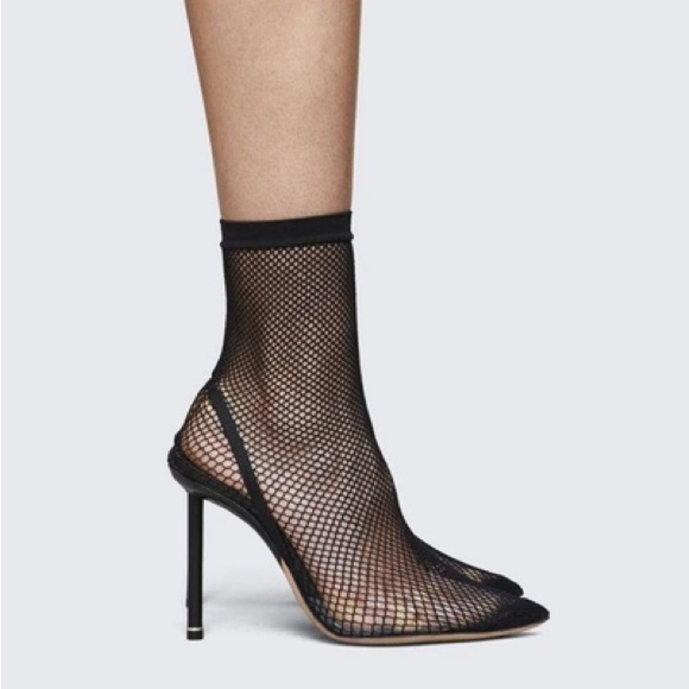 Alexander Wang CADEN FISHNET black mesh slingback bootie pump 38